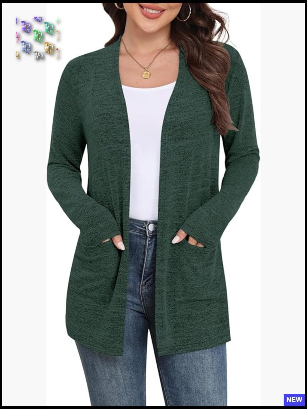 Lightweight Cardigan Long Sleeve Open Front Casual Sweater with Pockets